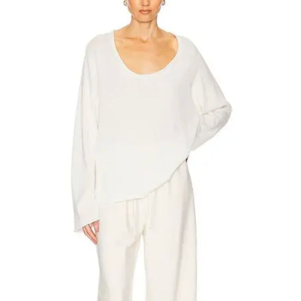 Helsa Palmer Sweater cotton linen pullover womens White (xsmall) coastal natural